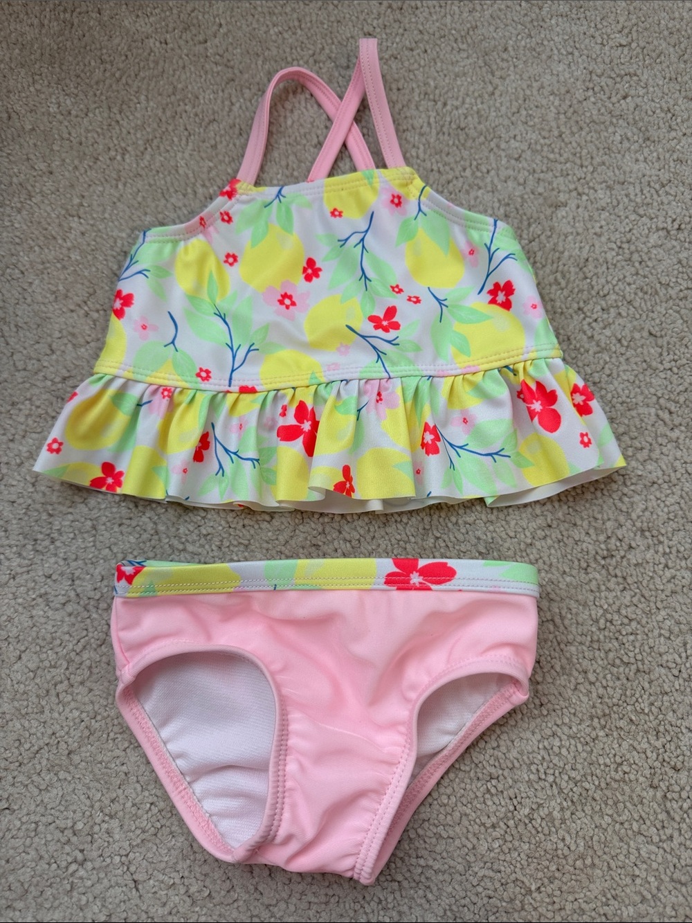 wonder nation Pink Floral Ruffle Two-Piece Swimsuit